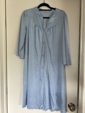 VANITY FAIR Vintage Antron Nylon Robe House coat MEDIUM Blue Covered Buttons