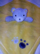 Baby Gear Yellow Bear Paw Print Lovey Security Blanket Plush Head