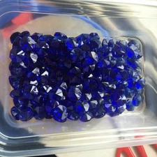 30Pc 14MM Blue Glass Octagon Crystal Beads Chandelier Part DIY Lamp Prism 2Holes