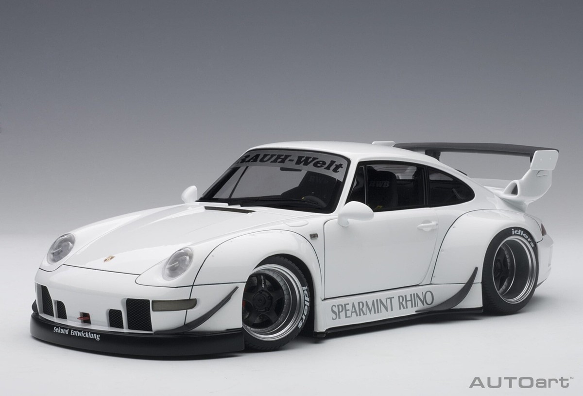 PORSCHE 911 993 CARRERA RWB WHITE WITH GUNMETAL GRAY WHEEL 1 PORSCHE 911 993 CARRERA RWB WHITE WITH GUNMETAL GRAY WHEEL 1