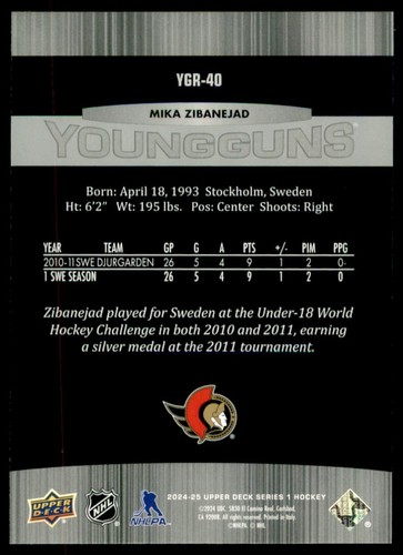 2024-25 UPPER DECK SERIES 1 HOCKEY YOUNG GUNS YG RENEWED -PICK FROM LIST- U-PICK - Picture 102 of 130
