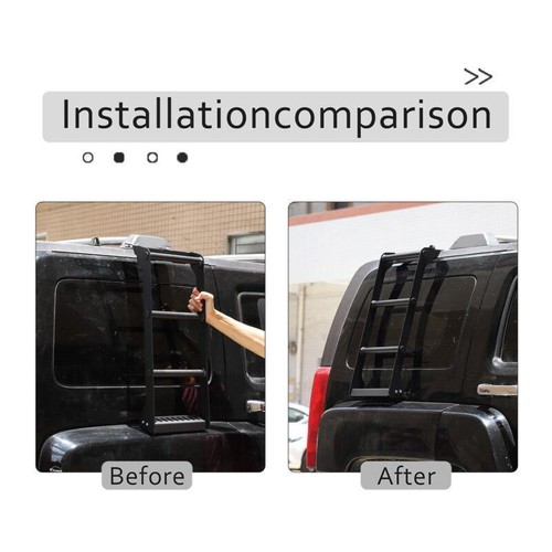 Aluminum Black Rear Window Extension Climbing Ladder Fit For Hummer H3 2005-2009 - Picture 10 of 12
