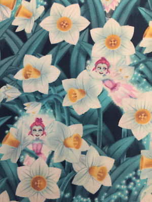 PIXIES & PETALS FAIRIES AND DAFFODILS by Henry Glass GLOW IN THE DARK FABRIC HY