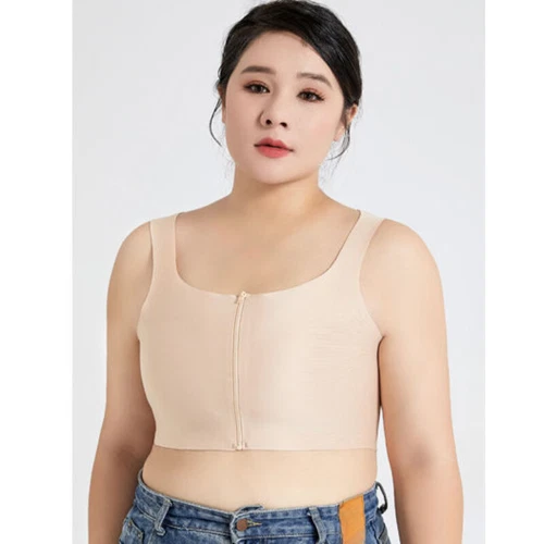 Women Zip Seamless Chest Breast Binder Tomboy FTM Sport Bra Vest Plus Size - Picture 7 of 22