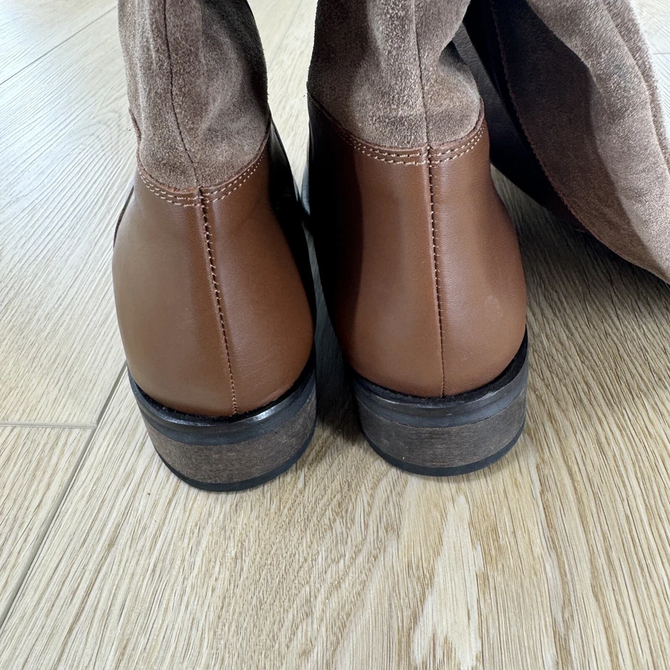 Botas de montar Sundance talla 38 marrón con panel de gamuza punta redonda hasta la rodilla Foto 4 de 4