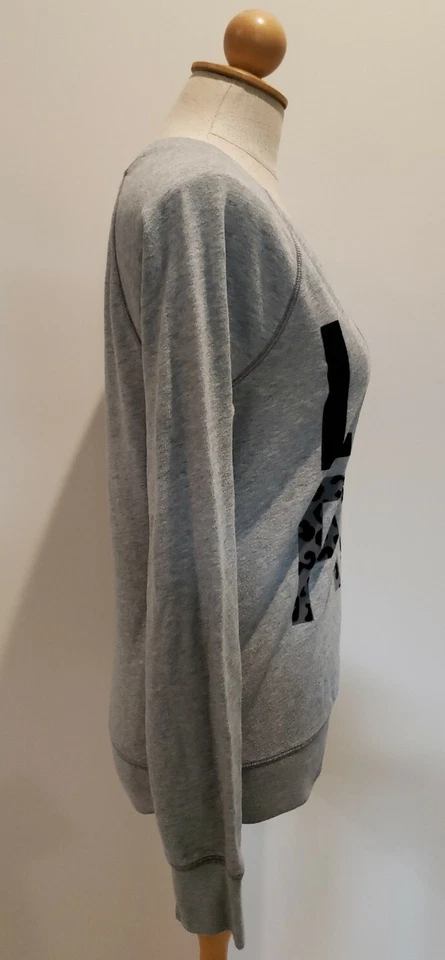 РОЗОВЫЙ Victoria's Secret женщин серый толстовка черный бархат леопард размер маленький - Изображение 4 из 4