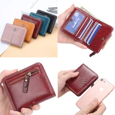 Women's Rfid Blocking Small Compact Bifold Leather Pocket with ID Window Purse