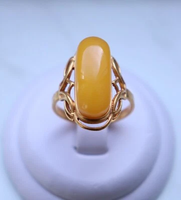 5gr Butterscotch Egg Yolk Honey Amber Ring Vintage Size 10  - NO TARIFF - Image 1 of 4