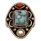 Blue Copper Turquoise-925 Silver Boho Ring February Birthstone Ring