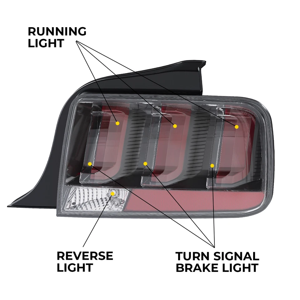 Luces traseras de señal de tubo LED de lente transparente para Ford Mustang 2005-2009 lámparas de freno Foto 2 de 4