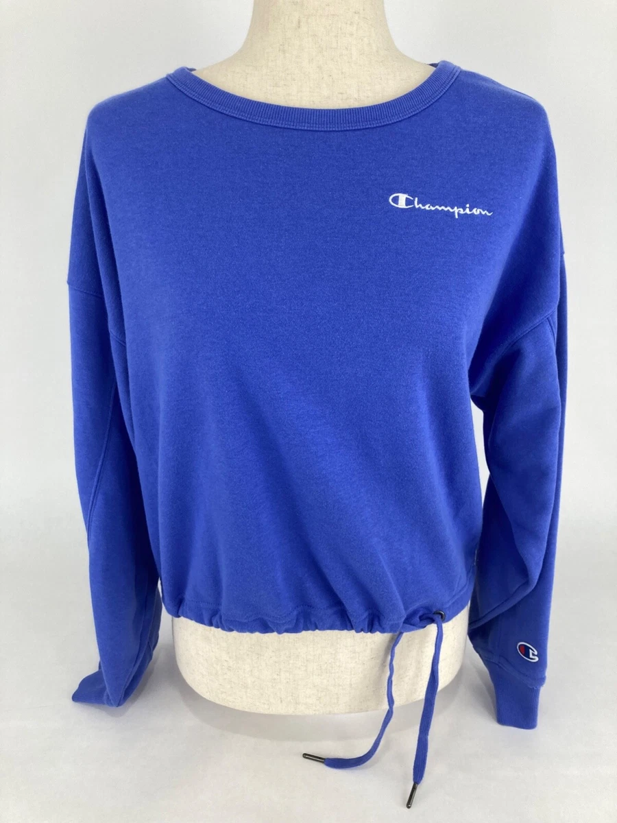 Champion blue scoop neck drawstring waist women s sweatshirt size XS