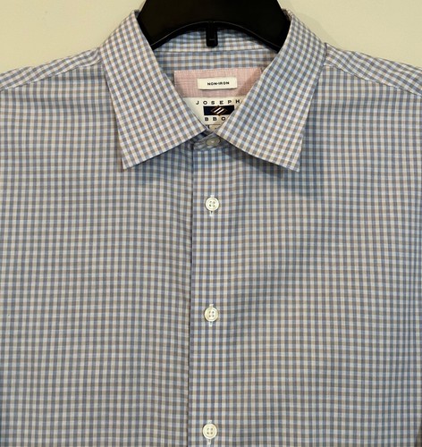 Camisa de vestir Joseph Abboud sin hierro para hombre talla XLT (grande y alta) blanca beige azul - Imagen 2 de 8