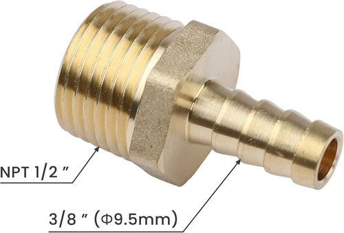 Versatile 3/8" x 1/2" NPT Brass Adapter Fitting for Gas, Oil, Water - Picture 7 of 8