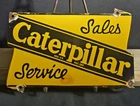 VINTAGE CATERPILLAR SALES SERVICE TRACTORS 12” PORCELAIN GAS OIL SIGN