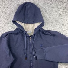 Champion Full Zip Hoodie Men Medium Navy Blue Embroidered Logo Fleece Sweatshirt