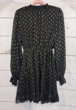 o.p.t. Dress Size MED Black Gold High Neck Long Sleeves