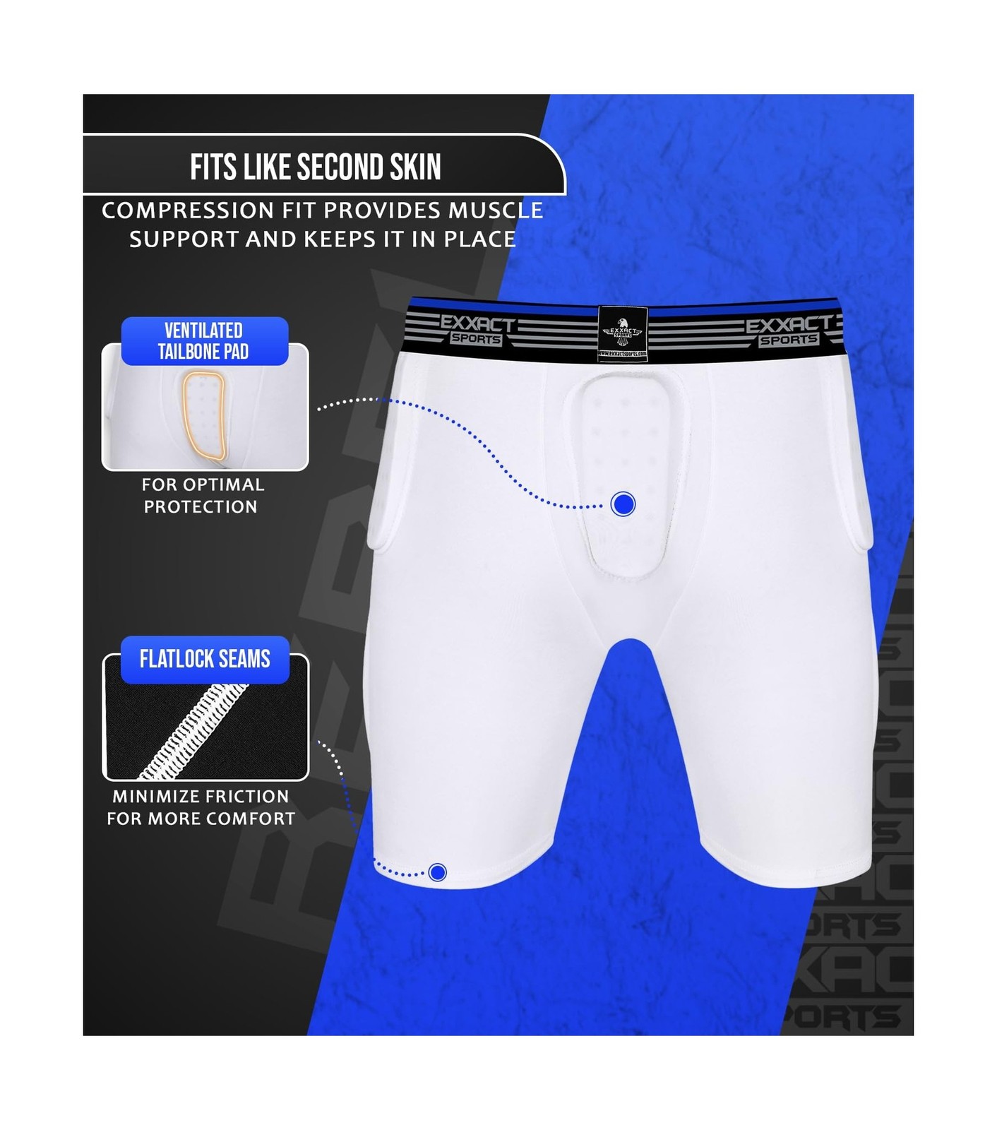 Exxact Sports Rebel 5-Pad Youth Football Girdle with Cup Pocket, Lightweight ...