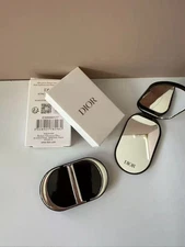 Dior New CD Logo Makeup Mirror with Phone Metal Holder Stand Dual Mirror BLACK