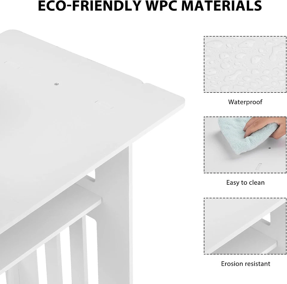 White Small Bedside Table Nightstand Coffee Tea Table Nightstand Storage Shelf - Image 4 of 4