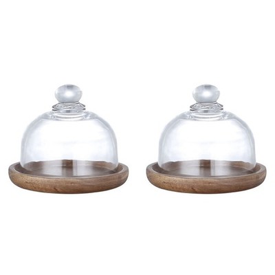 2X Multifunctional Dessert Serving Stand Cake Dish with Dome Lid4839