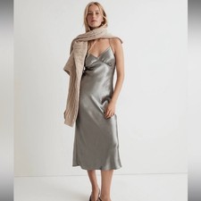 madewell the layton midi slip dress sadie metallic recycled satin no120 size 12