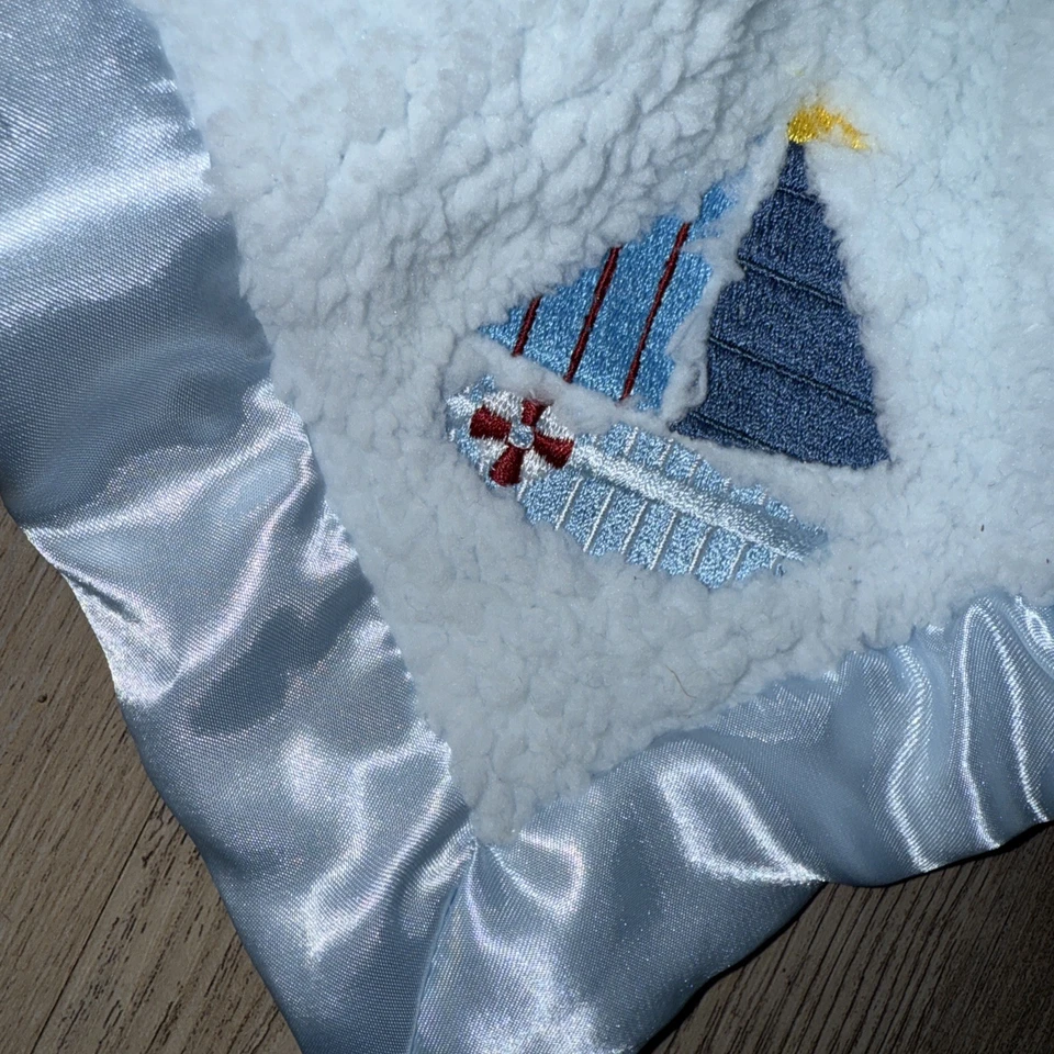 Manta de seguridad para bebé Tiddliwinks Lovey 14" azul oso velero satinado sherpa difícil de encontrar Foto 2 de 4