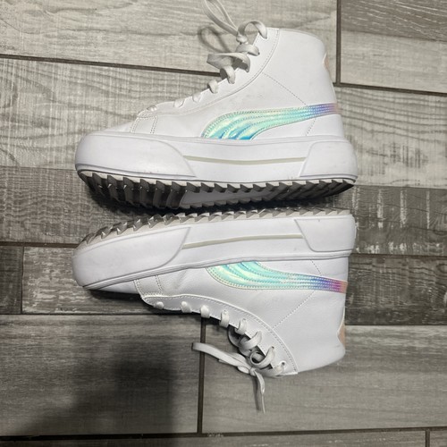 Puma Women’s Platform High Tops Shoes White Iridescent  Size 10 - Picture 4 of 6