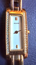 Stylish Ladies Accurist gold coloured watch with dimante surround LB470W