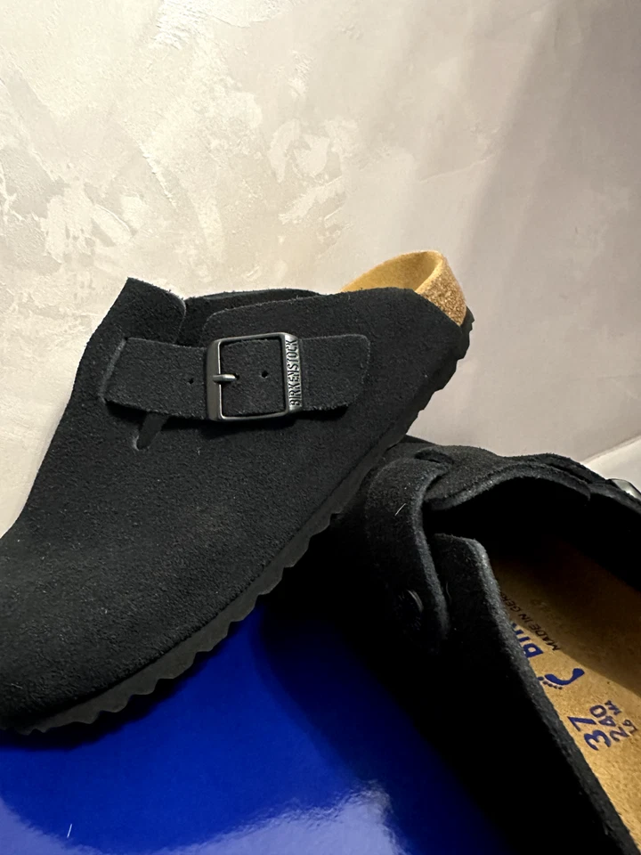 Zapatos Birkenstock Boston Unisex Plantilla Suave Cuero Gamuza Negro Talla 37-45 Foto 2 de 4