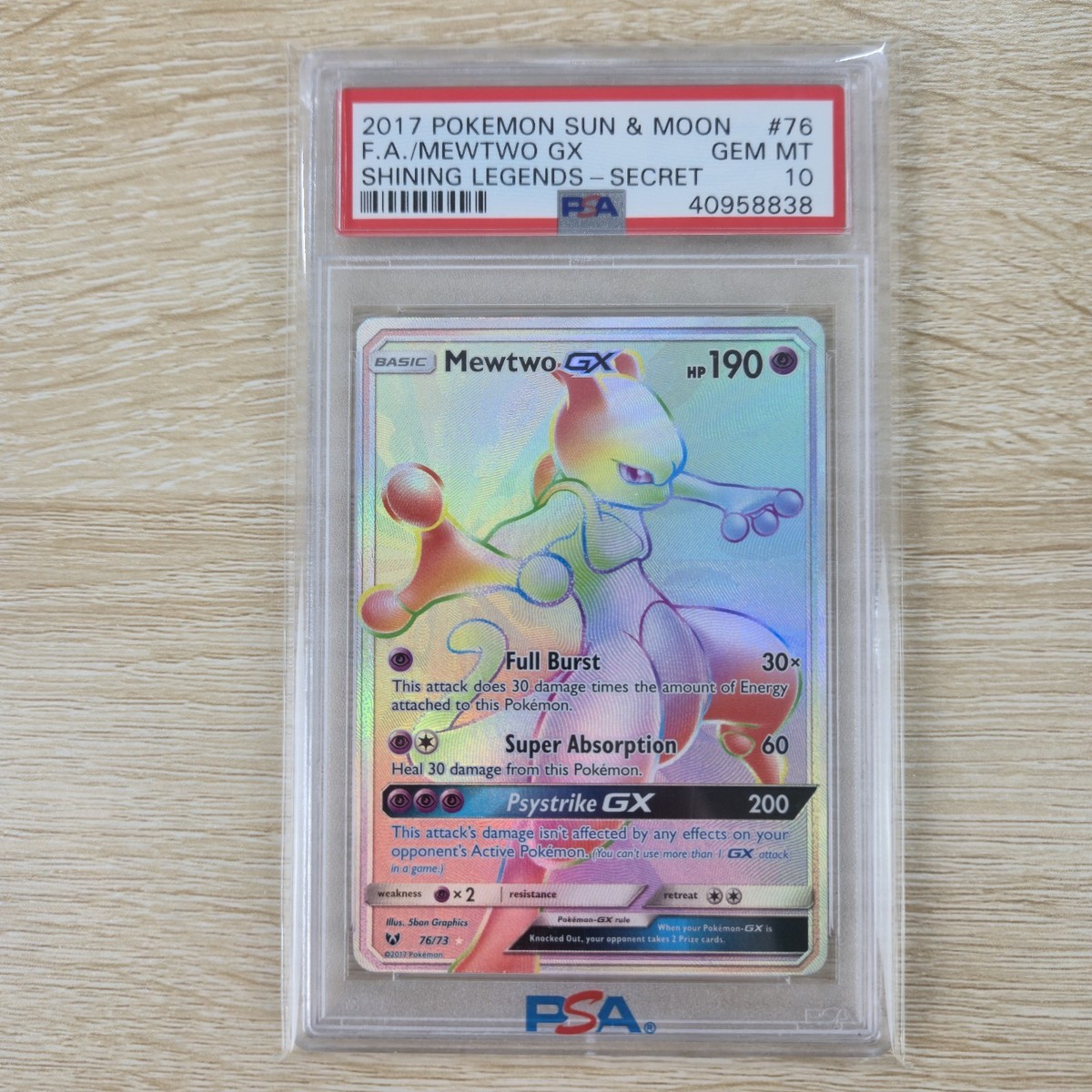PSA 10 Mewtwo GX 76/73 Shining Legends Ultra Secret Rare Rainbow