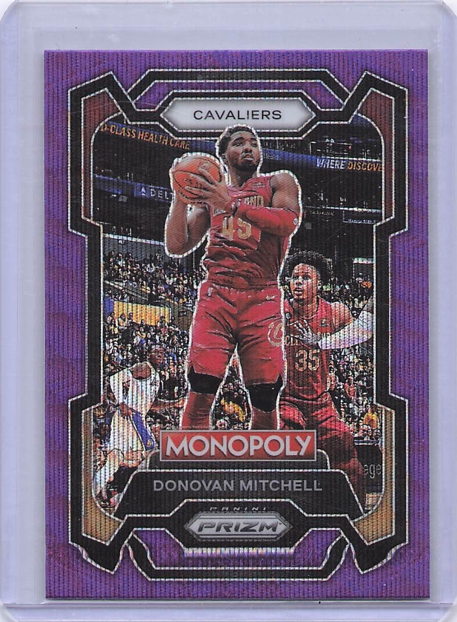 2023-24 Panini Prizm Monopoly #19 Donovan Mitchell Purple Wave / Cavaliers