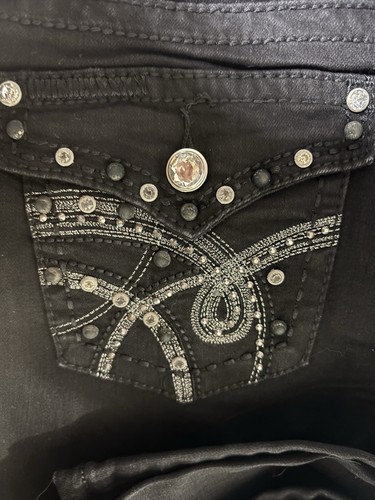 Earl Jean Bling Estrás Bolsillo Slim Bota Jeans Negros, Tiro Medio, Talla 10P NUEVO - Imagen 4 de 5