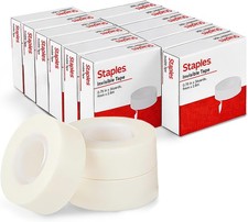 Matte Finish, 12 Rolls, 0.75x36 Yds., Staples Invisible Clear Tape