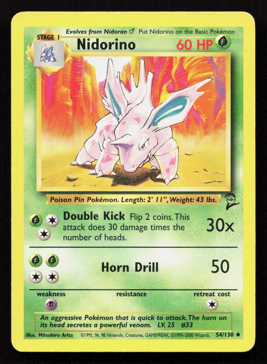 Pokemon NIDORINO 54/130 BASE SET 2