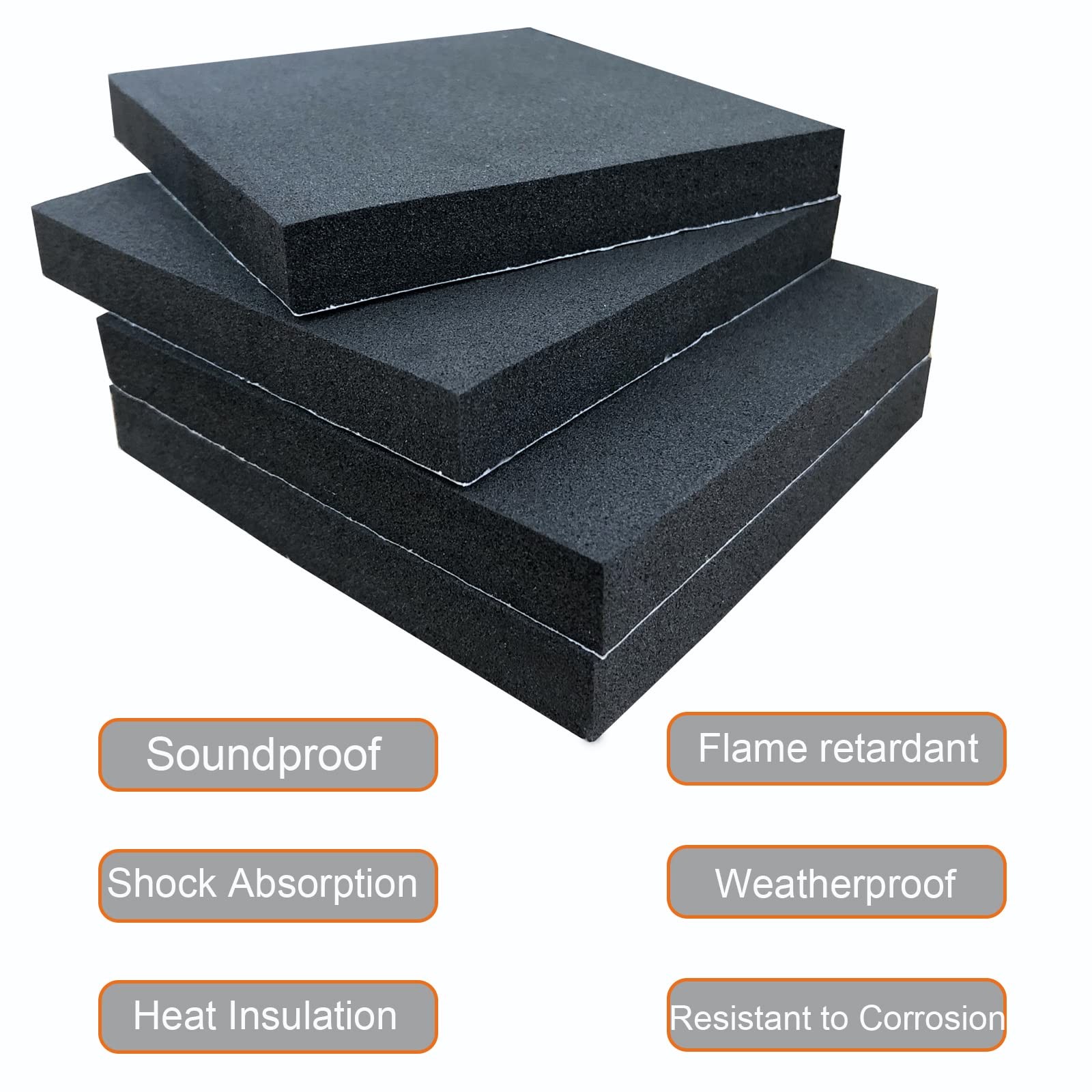 8 Pcs Black Adhesive Foam Padding, Closed Cell Foam Sheet 1/2" Thick 4 Inch X...