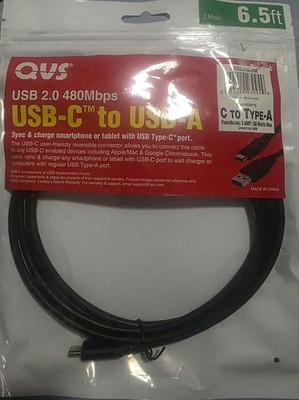 QVS USB-C to USB-A 2.0 C To Type-A USB 2.0 480Mbps 6.5ft