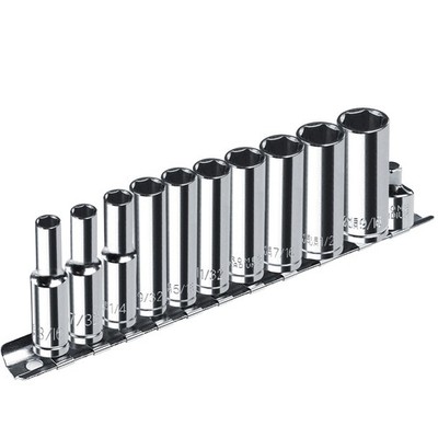 pgroup 1/4  Drive SAE Socket Set, 11PCS Deep Hex Set 1/4-6PT-11PC 