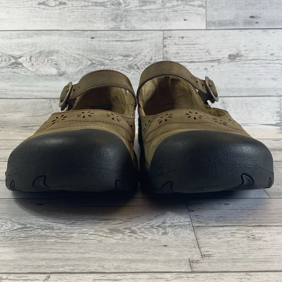 Keen Mary Jane Shoes Womens 11 Brown Leather Floral Cutout Comfort Strap Walking - Image 2 of 4