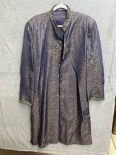 Men's Cream Gold Groom Wedding Sherwani Kurta Indian Suit Jacket Embroidery