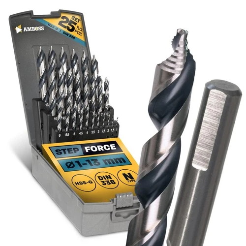 twist drill step force 25 pieces Set ø113 mm HSSG DIN 338 for steel, mild steel,...