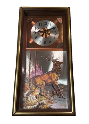 Vintage Emdur metallic Holographic Buck  Quartz Wall Clock Japan READ AS-IS!