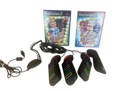Buzz Controller Playstation 2 kabelgebunden plus Musik Quiz & Sport Quiz Multiplayer