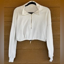 Lovers  Friends White Cropped Quarter-Zip Pullover