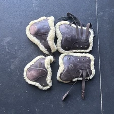 Beval LTD Leather Sheepskin Lined Equitation Horse Boots set of (4) sz 2