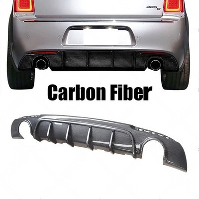 Print Shark Fin Rear Bumper Lip Diffuser PP Fits Chrysler 300 15-23 Carbon Fiber