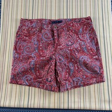Bandolino Shorts Womens 12 Red Paisley Amy Short Flawless Stretch Modern Fit NEW