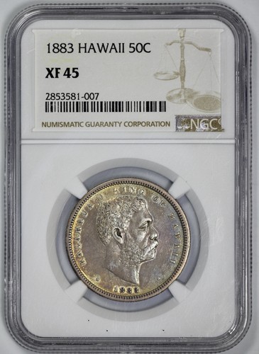 1883 Hawaii 50c Silver Half Dollar NGC XF 45