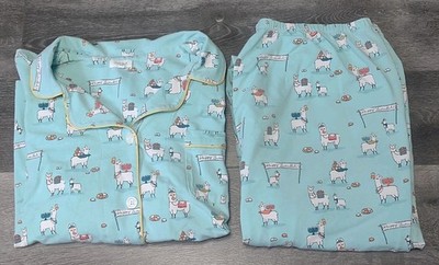 Bed Head Pajama Set Happy Llamakkuh Cotton Stretch XL Flaws Pls Read