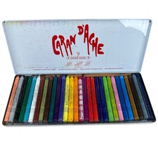 Vtg Caran D’ Ache Neocolor I, 30 Water-Resistant Wax Pastels Assorted Art Supply