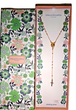 STELLA PICCIOTTO Women's Gold Sterling Silver CROSS & SAINT MARIA Necklace ITALY